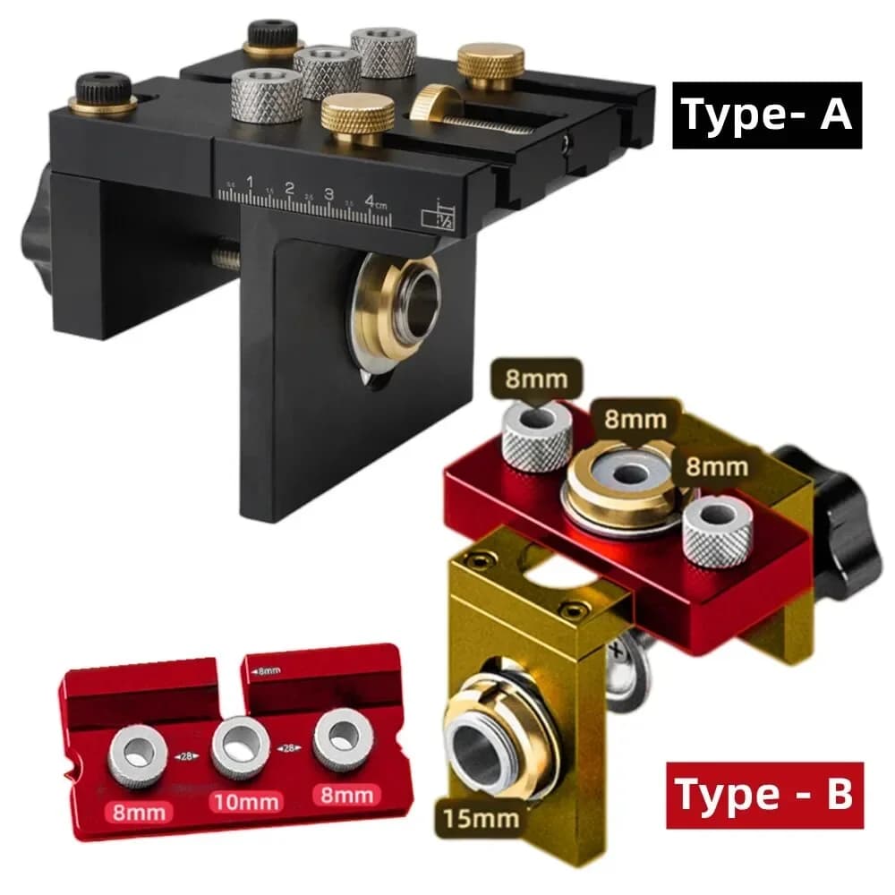 3-in-1 Einstellbarer Dübeljig-Kit für Holzverbindungen