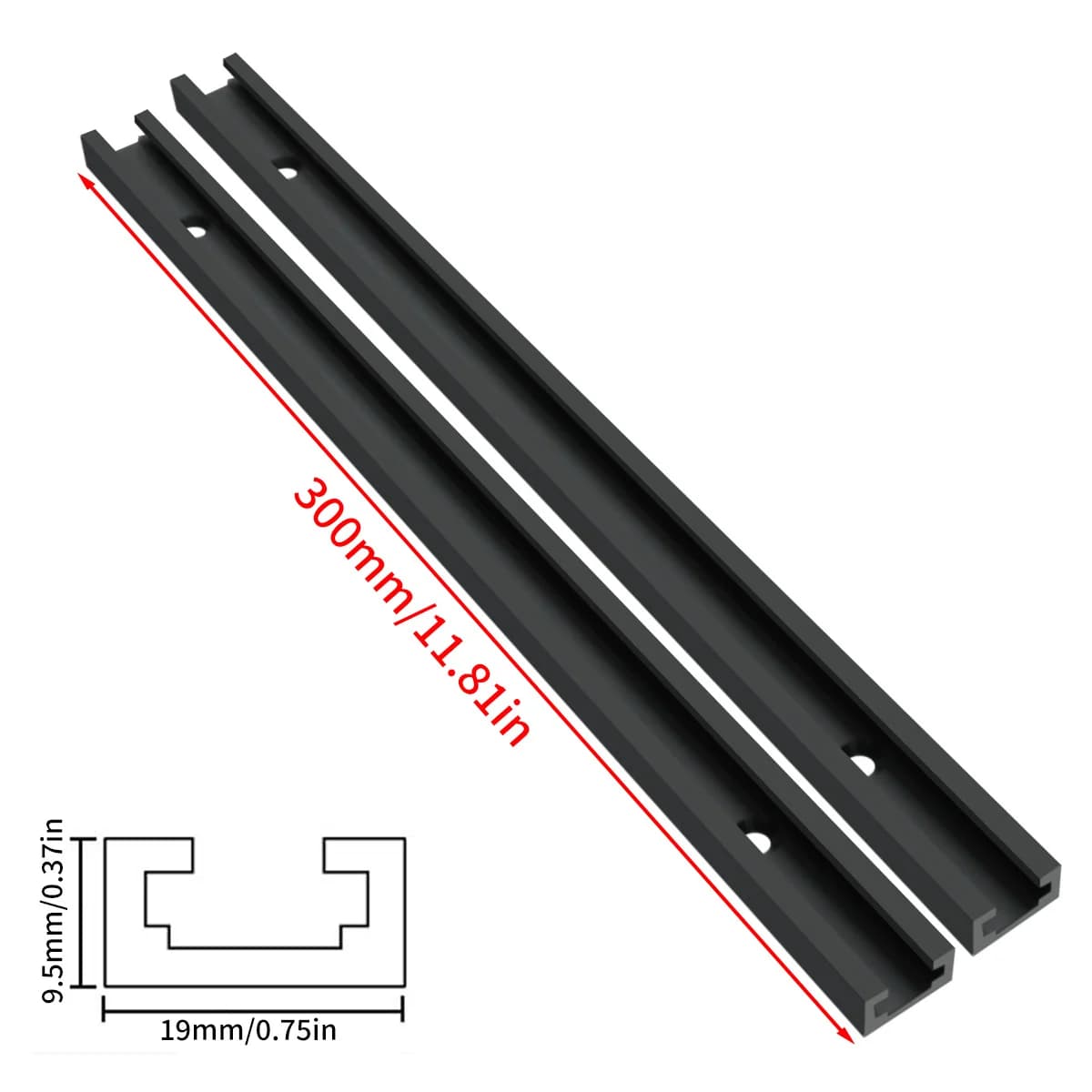 2-teiliges Aluminium-T-Schiene-Gehrungsjig, 300–500 mm
