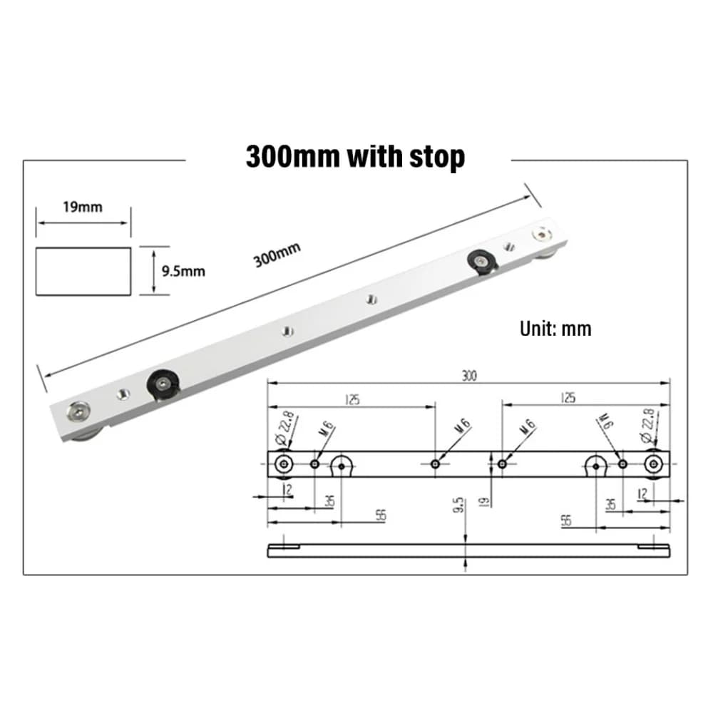 Aluminum Miter Bar Slider for T-Slot, 300/450/650mm