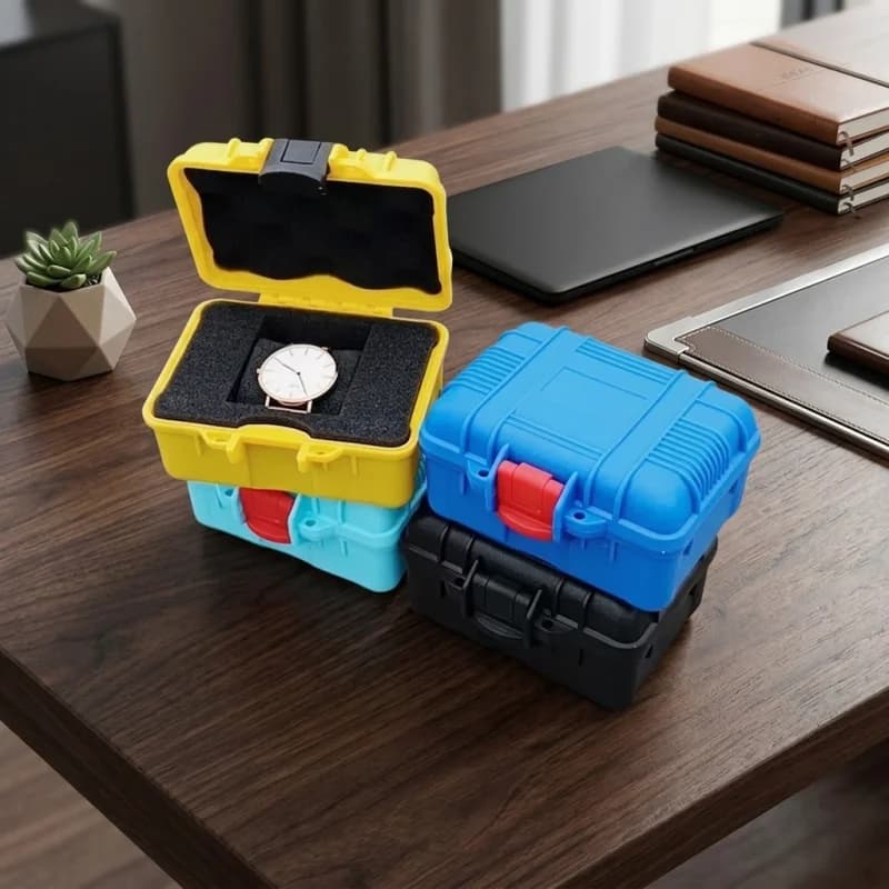 Tragbare Mini-Kunststoff-Werkzeugbox mit Schaumstoff, 125x112x70mm