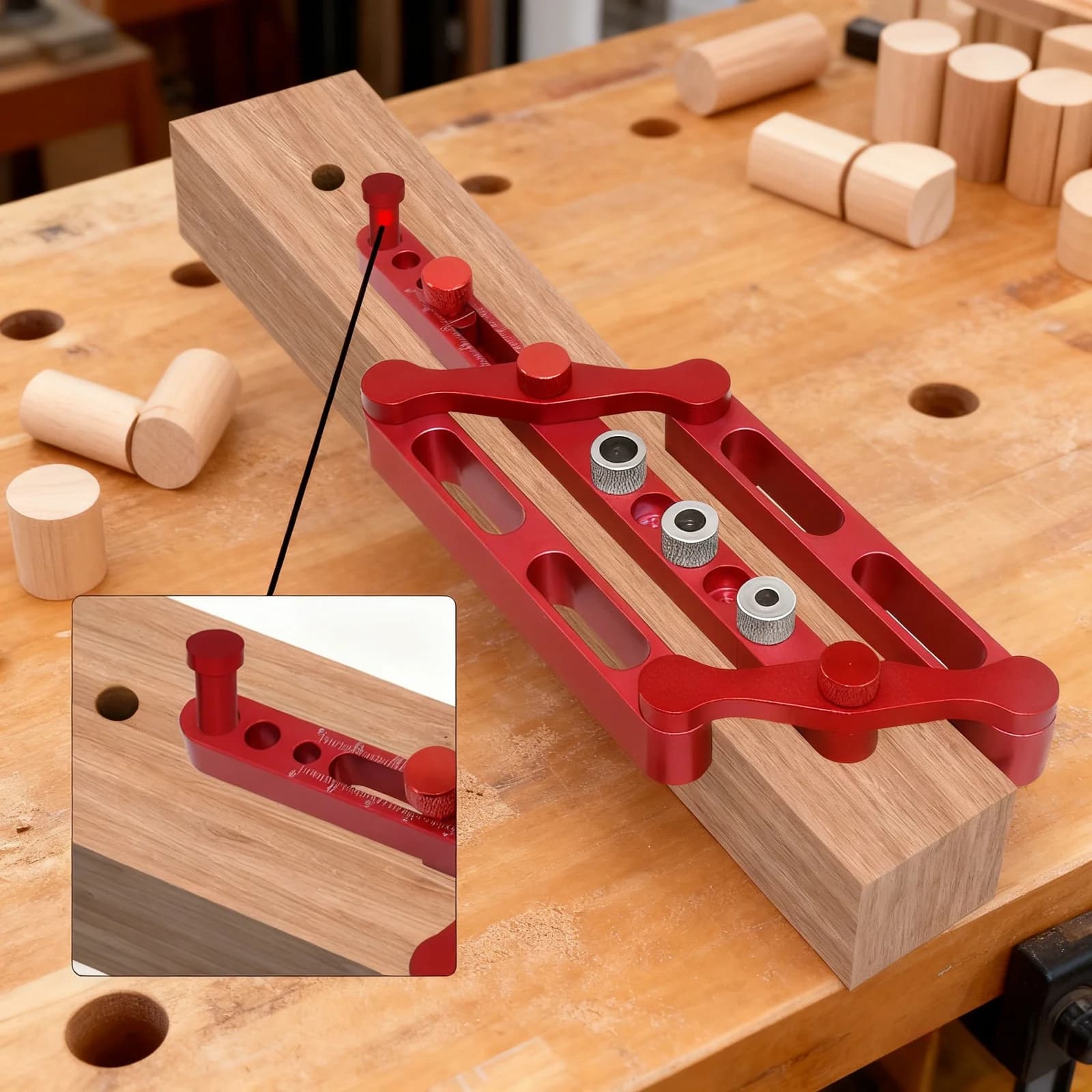 Selbstzentrierende Dübellehre mit 3 Bohrer