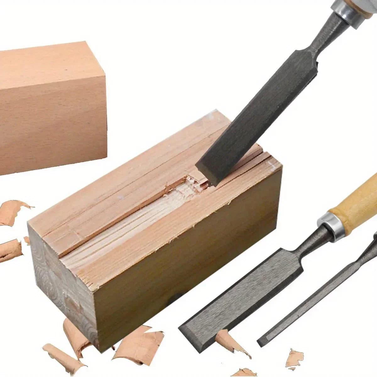 4-teiliger Stecheisen-Satz mit Buchengriffen, 8–20 mm
