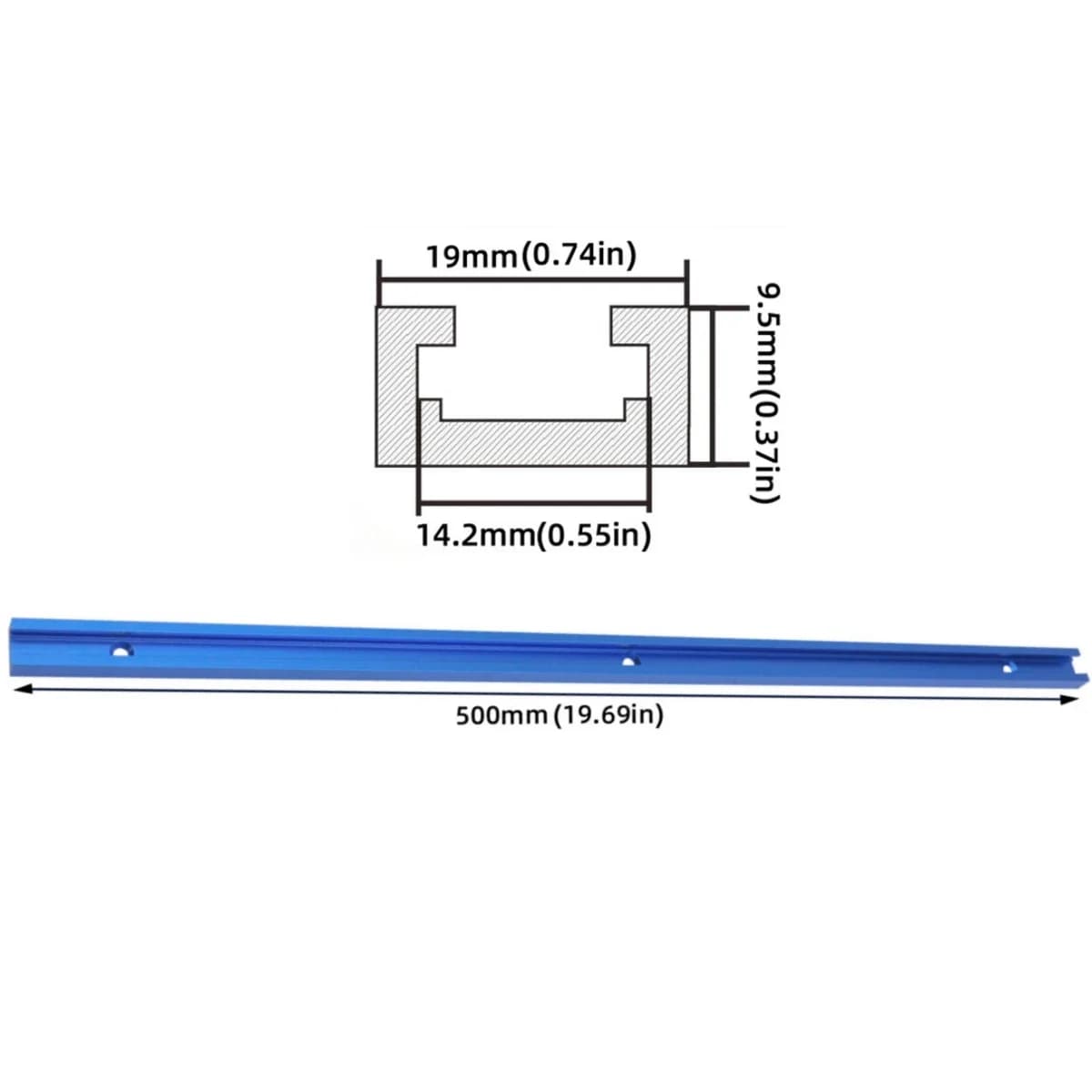 500 mm Doppelprofil-T-Nut-Schiene und Schrauben-Kit