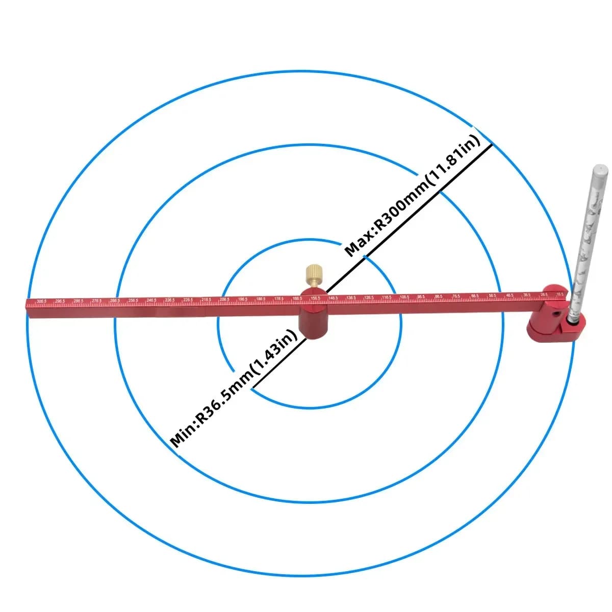 Einstellbarer Aluminium-Kreislineal und Zirkel