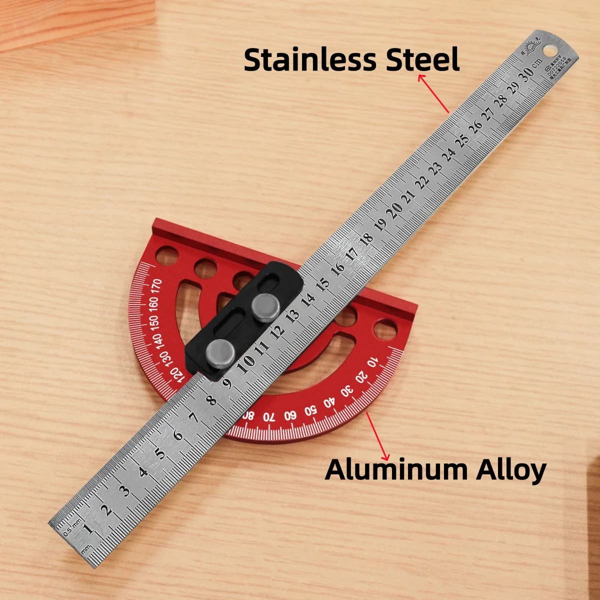 Aluminium-Winkelmesser und Anreißer, 180 Grad, Präzision