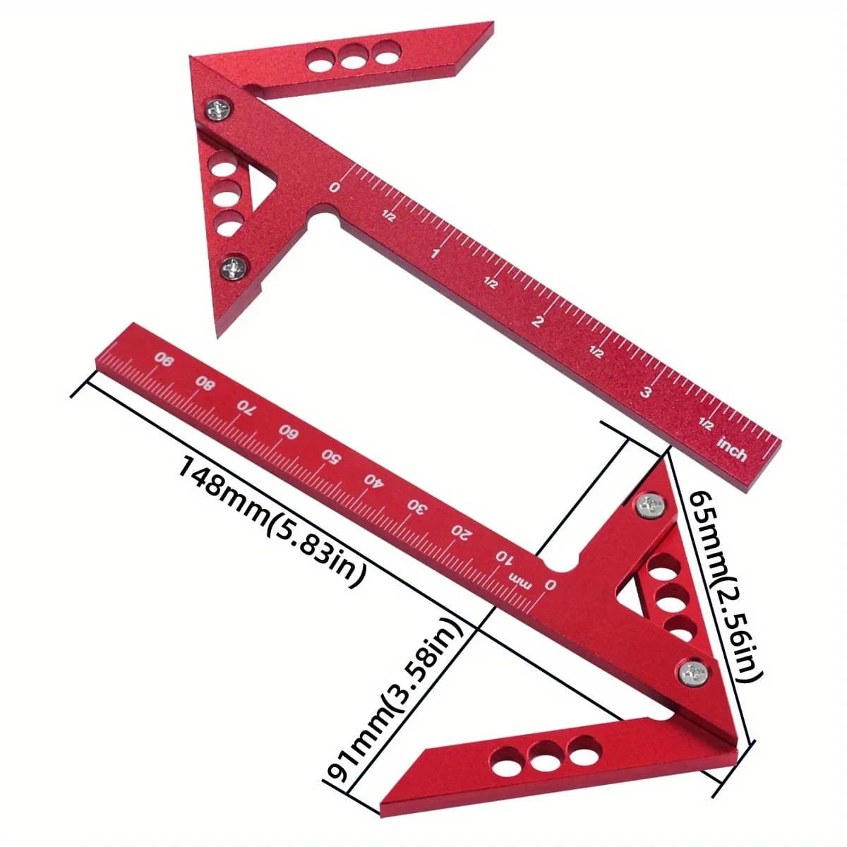 2-teiliges Set aus Aluminium-Winkelmesser und Zimmermannswinkel