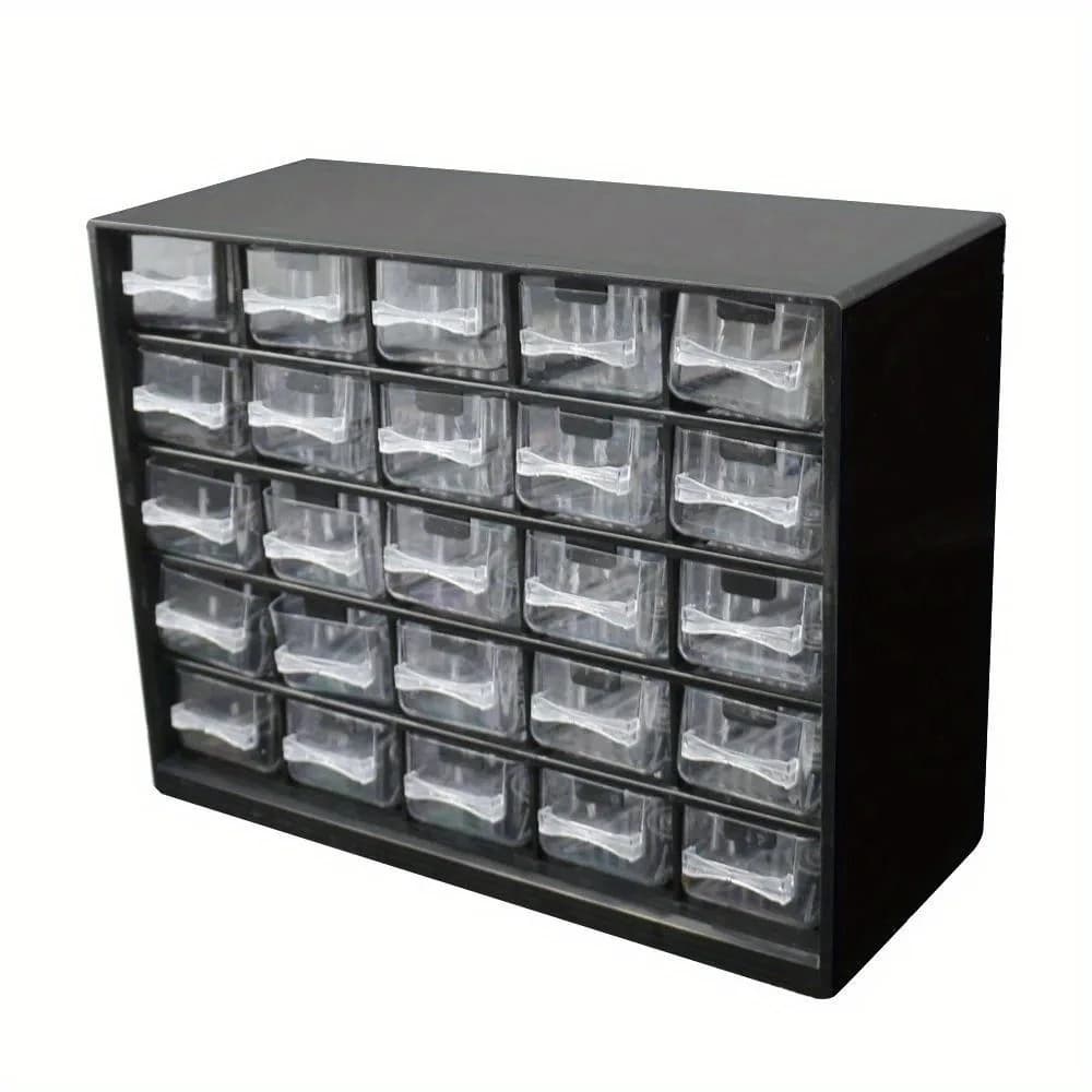 Wandmontierte Teilebox mit 25 Fächern