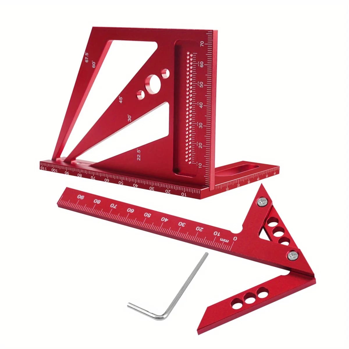 2-teiliges Set aus Aluminium-Winkelmesser und Zimmermannswinkel