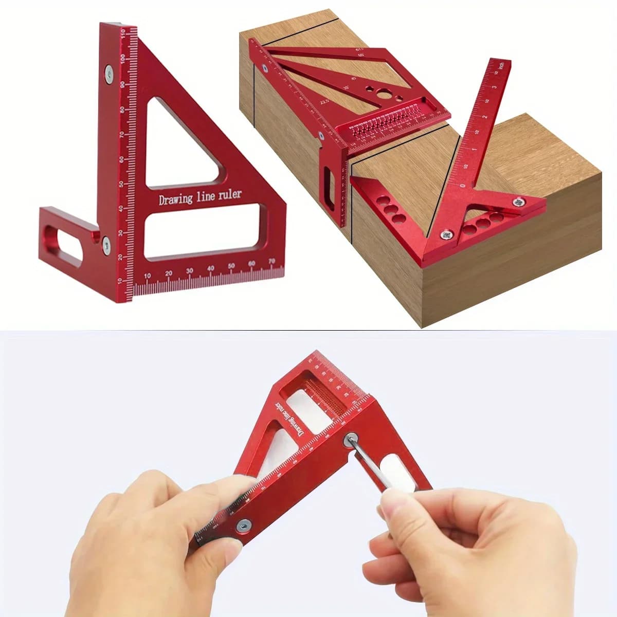 2-teiliges Set aus Aluminium-Winkelmesser und Zimmermannswinkel