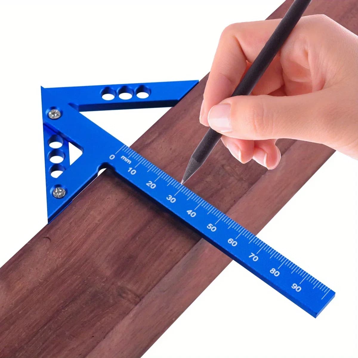 Aluminium-Zentrierquadrat mit 45/90-Grad-Winkelmesser