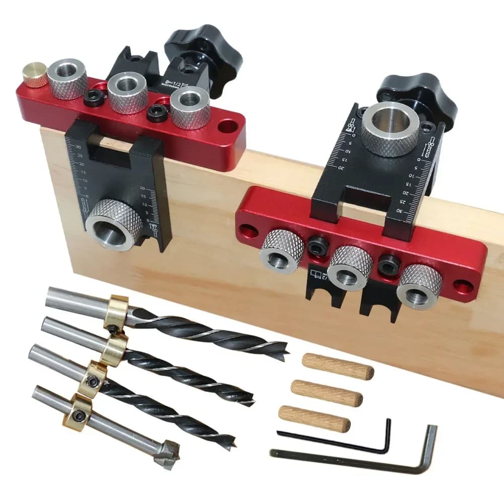 3-in-1 Einstellbarer Taschenloch- und Dübelbohrlehren-Kit