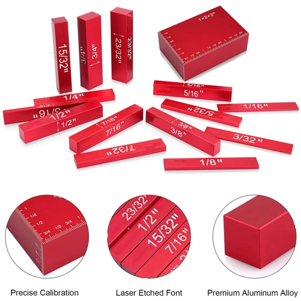 15-teiliger Präzisions-Aluminium-Aufbauklötze-Höhenmessgerät