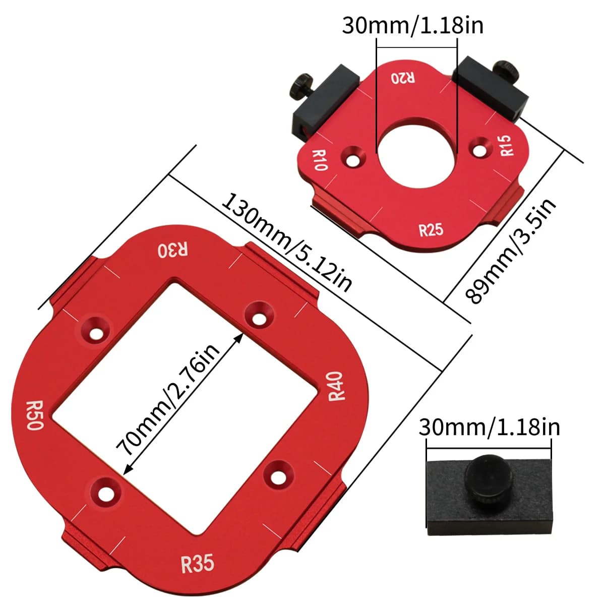 4-in-1 Fräse-Eckradius- und Bogenwinkel-Schablone