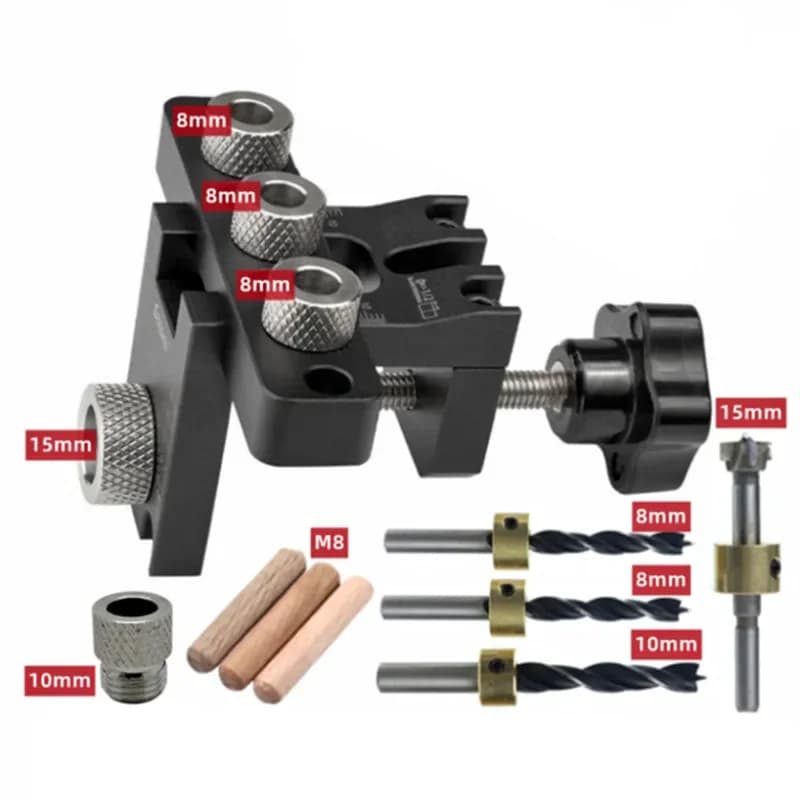 3-in-1 Präzisions-Dübelvorrichtung Master-Kit für Holzbearbeitung