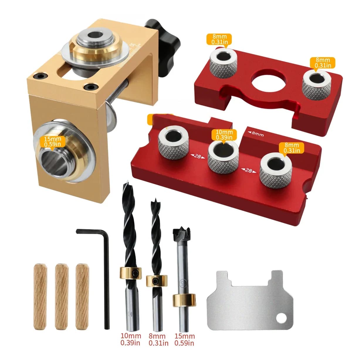 3-in-1 Einstellbarer Dübel-Jig Bohrkit für Holzarbeiten