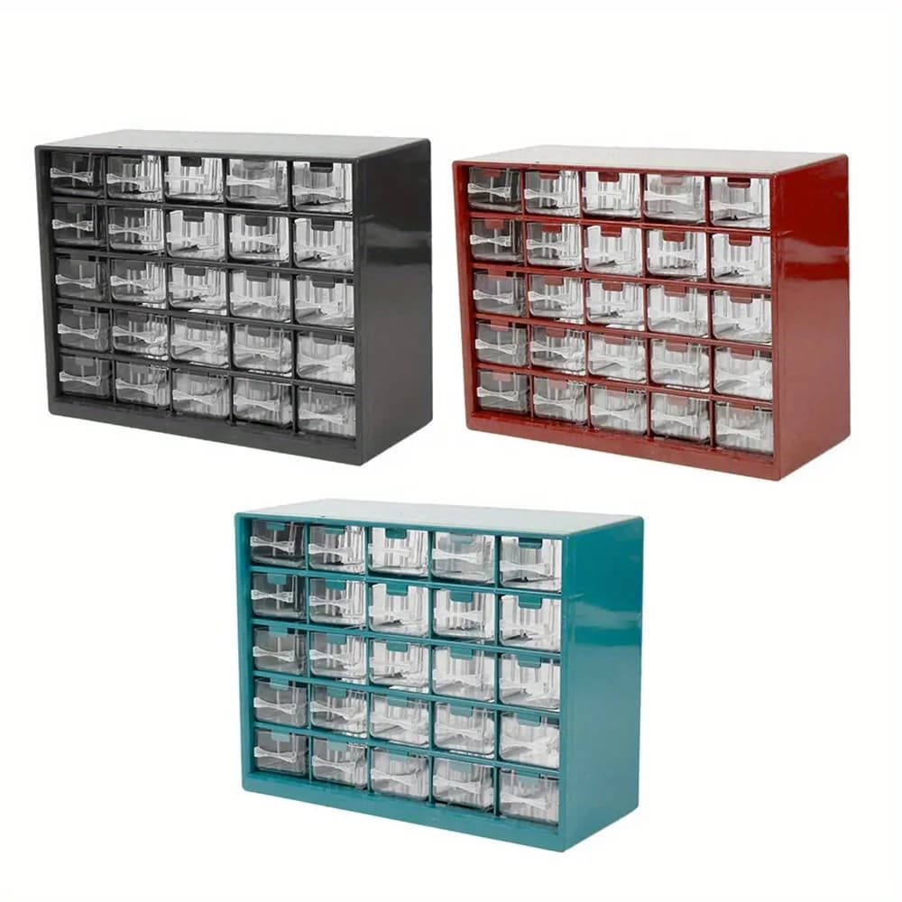 Wandmontierte Teilebox mit 25 Fächern