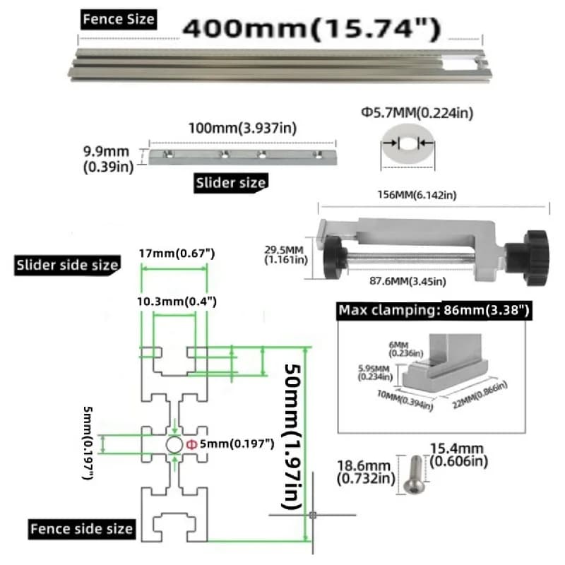 400mm Aluminium-Führungsschiene für Fräsmaschinen