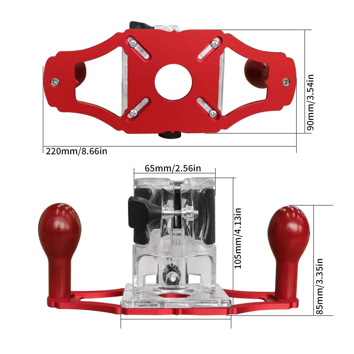 Handlicher Fräsanschlag aus Aluminium mit Sockel