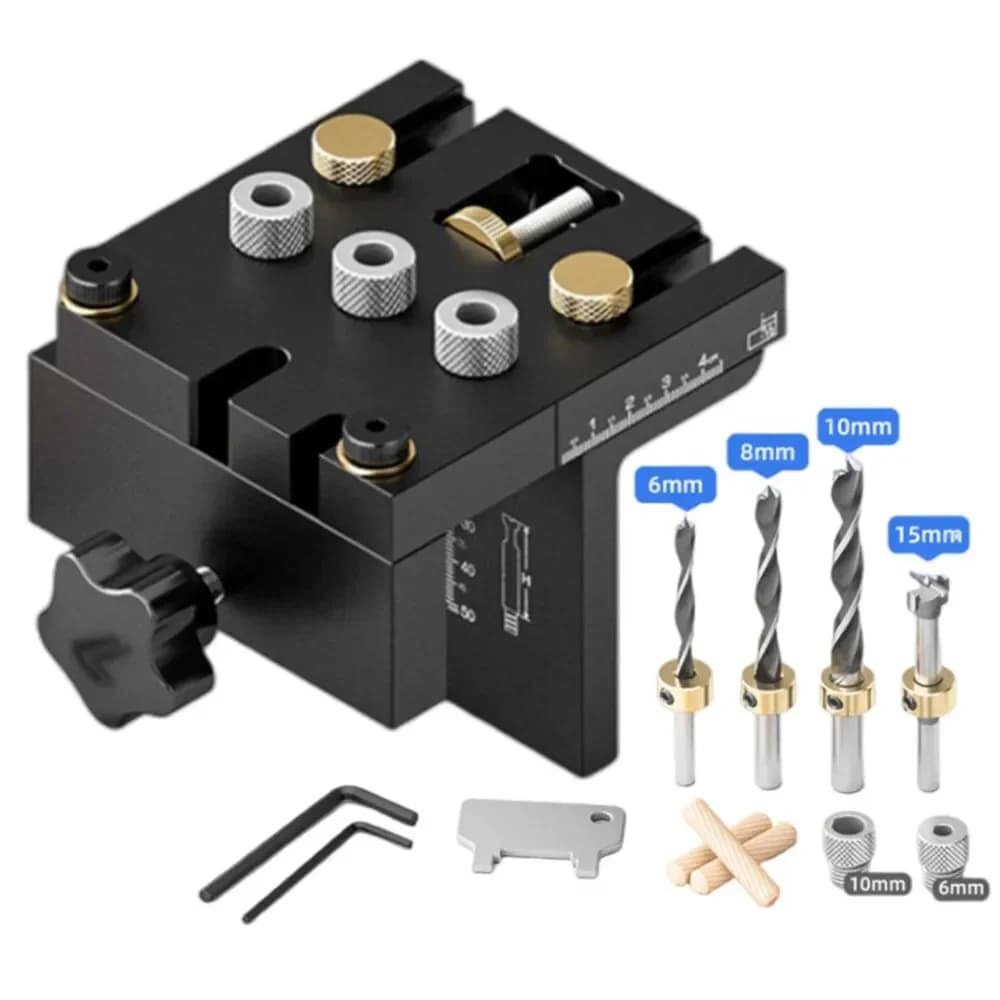 3-in-1 Einstellbarer Dübeljig-Kit für Holzverbindungen