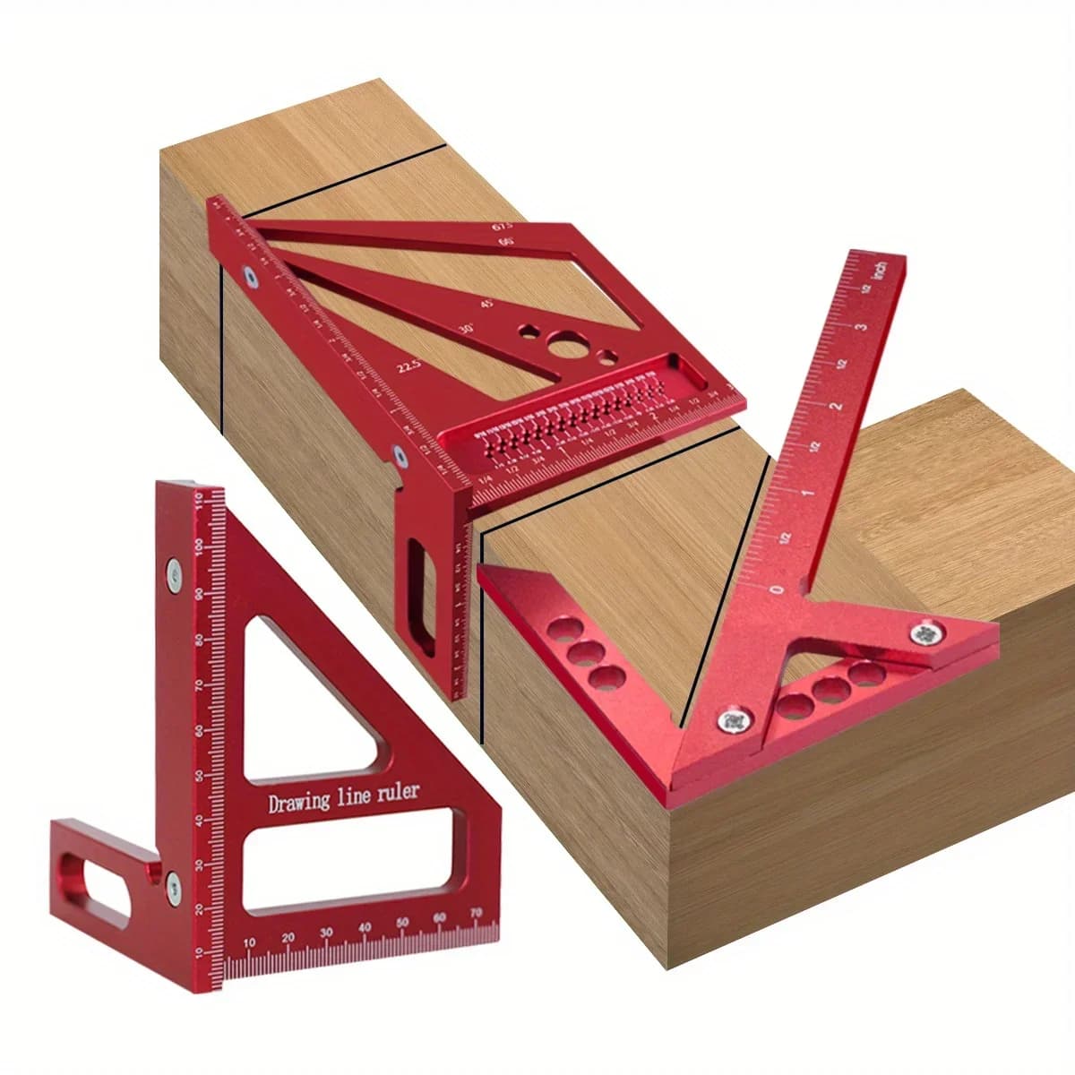 2-teiliges Set aus Aluminium-Winkelmesser und Zimmermannswinkel