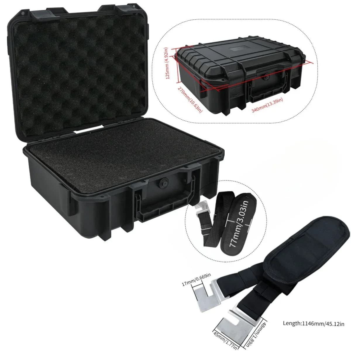 Wasserdichter Hardcase-Tragekoffer mit Schultergurt